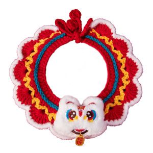 Dada Bear <b>Pet</b> Lion Dance Scarf Knitted Winter Festival Decorative <b>Collar</b> For Dog Cat - Product Image 1