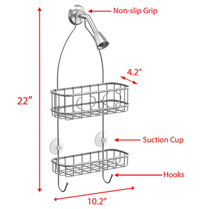 Étagère suspendue en fil métallique stable ferme Anti-balançoire organisateur de caddie de <span class=keywords><strong>douche</strong></span> sur le support de <span class=keywords><strong>douche</strong></span> étagère de caddie de <span class=keywords><strong>douche</strong></span> sans perceuse - Product Image 2