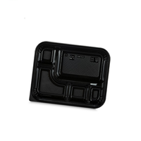 Boîte à Lunch japonaise classique à 5 compartiments, en plastique noir, pour une emporter rapide, Bento emballage aliments, ml