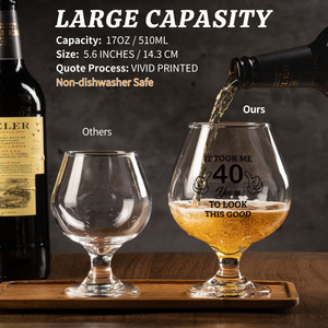 แก้วเบียร์ขนาด 17 ออนซ์ สำหรับวันเกิดครบรอบ 40 ปี พร้อมชุดจานรองแก้วไม้ไผ่ แก้วน้ำสลักลายตลกแบบกำหนดเองสำหรับอายุ 40 ปี ของขวัญสำหรับผู้ชายและผู้หญิง - Product Image 3
