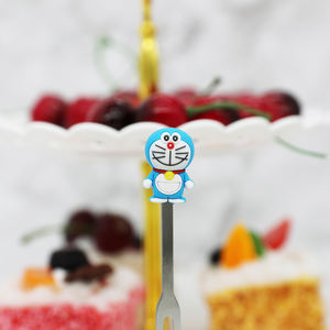 Juego de Vajilla para Bebé con Logotipo Personalizado, <span class=keywords><strong>Cubiertos</strong></span> de Alimentación con Mango de Acero Inoxidable, Diseño de Dibujos Animados, Juego de Cuchara y Tenedor de Silicona - Product Image 3