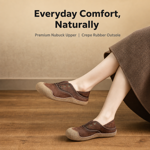 Mocassins à enfiler pour femmes en cuir nubuck, <span class=keywords><strong>chaussures</strong></span> plates décontractées confortables pour la marche, <span class=keywords><strong>semelle</strong></span> en caoutchouc crêpe respirante - Product Image 6