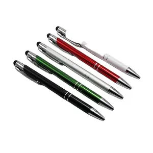 Luxe Reclame Promotionele Aangepaste Logo Gegraveerd Persoonlijke Aluminium Metalen Balpennen Met Top Stylus