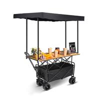 Chariot de voyage pliable en acier de haute qualité pour le camping en plein air avec table et pare-soleil – Vente en gros