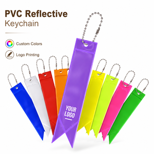 Reflective <b>PVC</b> Safety Keychain Long <b>Strip</b> Custom Logo Night Traffic Warning Key Tag Promotional Items for School Event - Product Image 1