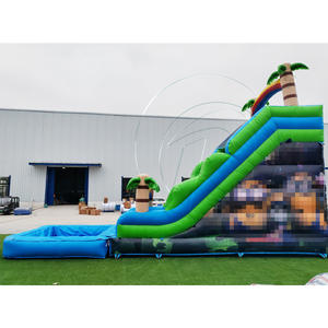 Tobogán Acuático Inflable Azul para Fiestas de Verano, Tobogán Acuático Inflable Tropical con Palmera de Tamaño Personalizado para Adultos con Piscina Desmontable - Product Image 5