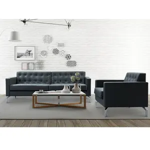 Foshan Sofa Manufacturers Office Couch living room Black leather sectional sofa