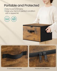 For Foldable Collapsible Clothing Organizer Set of 3 Non-Woven Fabric 10-20L Capacity Rustic Brown RYZ103B01 - Product Image 4