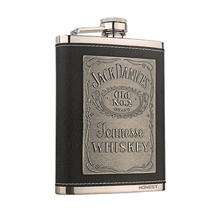 Flacon Jack Daniel's 8 oz en acier inoxydable avec étui en cuir, bouteille de whisky portable pour les voyages - Product Image 2