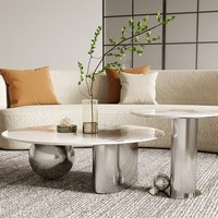Table basse ronde moderne de luxe en acier inoxydable, ensemble de tables d'appoint pour salon, combinaison de tables d'appoint pour canapé