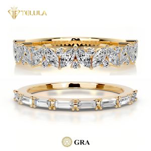 Anillo de Diamantes de Boda VVS con Certificado GRA, Chapado en Oro, Joyería Fina de Plata de Ley 925 con Moissanita, Venta al por Mayor del Fabricante - Product Image 1