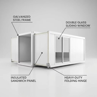 Bureau conteneurisé amovible pour une personne, 20 pieds, préfabriqué, cabine de chantier, poste de garde, cabine de sécurité, conception modulaire en acier léger ISO
