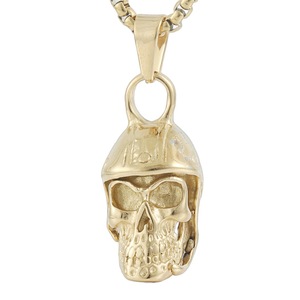 Yunnique – collier avec pendentif tête de mort en acier inoxydable pour hommes, couleur or, bijoux à la mode, cadeau - Product Image 1