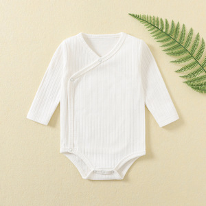Mameluco acanalado para recién nacido, niño y niña, gofres de algodón con cremallera, <span class=keywords><strong>ropa</strong></span> para bebé, pijamas gruesos para bebé, <span class=keywords><strong>ropa</strong></span> para bebé <span class=keywords><strong>prematuro</strong></span> Oem - Product Image 2