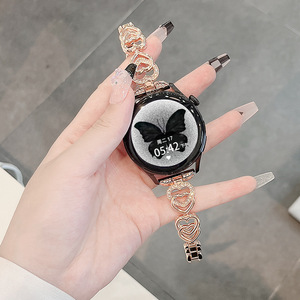 Bracelet de montre en diamant bling bling pour Samsung Galaxy Watch3 bracelet en métal coeur d'amour pour <span class=keywords><strong>Huawei</strong></span> <span class=keywords><strong>GT2</strong></span> <span class=keywords><strong>42mm</strong></span> bracelet en acier inoxydable diamant - Product Image 4