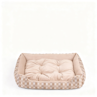 Winterwarmes, modernes Plüsch-Hundebett mit weichem 100% Baumwoll-Kartondesign, Streifenmuster, rechteckiges Haustier-Sofa für kleine Katzen und Hunde