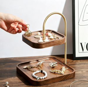 ถาดไม้เนื้อแข็งทำมือสองด้านสุดหรู ขนาดเล็ก สำหรับโต๊ะกาแฟในห้องนั่งเล่น ใช้เสิร์ฟและตกแต่งบ้าน - Product Image 3