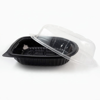 Boîte à poulet rôti jetable en plastique PP, emballage pour emporter, emballage pour volailles de supermarché avec couvercle anti-buée