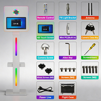 Kiosque à selfie portable personnalisable, écran LCD à 360 degrés, coque en alliage d'aluminium, 15,6 pouces, DSLR, cabine photo LED RVB
