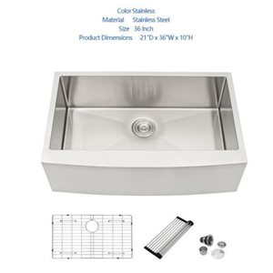 <span class=keywords><strong>Évier</strong></span> de <span class=keywords><strong>cuisine</strong></span> encastré de style ferme en acier inoxydable 304, avec design frontal type tablier, drainage rapide en X et grande capacité - Product Image 1