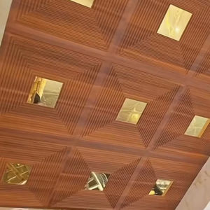แผ่นฝ้าเพดานพีวีซี3D ที่ทันสมัยแผ่นไม้สี่เหลี่ยมดีไซน์ลายเนื้อไม้แผ่นพลาสติกตกแต่งภายในกันน้ำสำหรับใช้ในบ้าน - Product Image 1