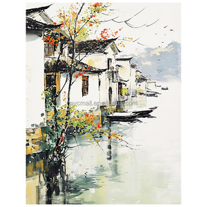 Peinture <span class=keywords><strong>à</strong></span> l'huile de style <span class=keywords><strong>dessin</strong></span> de paysage artistique, peinture murale traditionnelle chinoise peinte <span class=keywords><strong>à</strong></span> la main, peinture de paysage chinois - Product Image 1