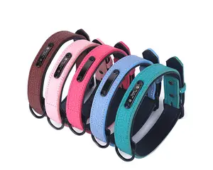 Durable Tactical Dog Collar with Name Double Layer Vegan Leather Pet Collar Adjustable for Small Medium Dogs