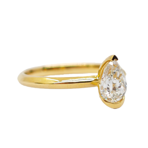 Кольцо UM Jewelry из цельного золота 18 карат с выращенным в лаборатории бриллиантом в оправе Bezel, сертифицировано NGTC, для помолвки, повседневной носки, вечеринок и свадеб - Product Image 2