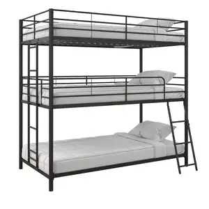 Hot Sale Best Quality Popular Product Staff Metal Single Bed Metal Frame Triple Decker Beds 49 Metal Triple Bed Bunk