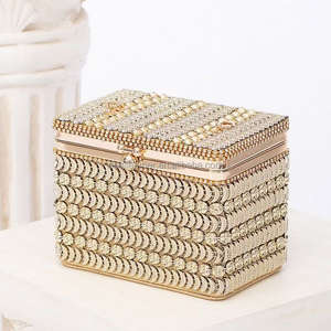 Women's Fashion Square Evening <b>Clutch</b> Purse with <b>Pearl</b> Beaded Handmade Eco-Friendly Chain Strap - Product Image 1