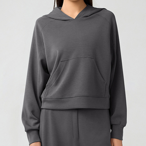 Blouses amples décontractées pour femmes, tuniques, sweat-shirts à capuche élastiques à manches longues avec poche - Product Image 1