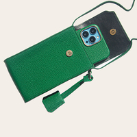 Étui de téléphone en cuir grainé motif litchi avec cordon bandoulière pour iPhone, pochette en PU, sangles amovibles avec pochette