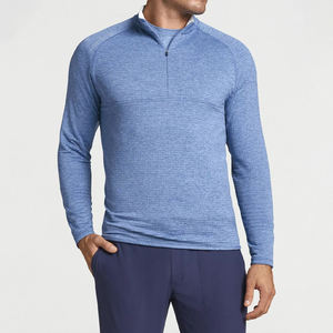 Personnalisé Hommes Séchage Rapide Performance Athlétique Quart Zip Pull À Manches Longues Col Montant Conception Imprimée Printemps Vêtements de Sport - Product Image 3