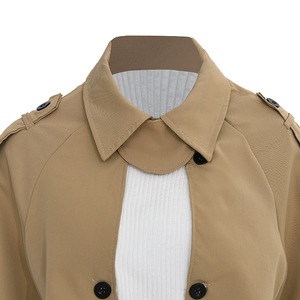 <span class=keywords><strong>Trench</strong></span>-Coat d'hiver <span class=keywords><strong>kaki</strong></span> vintage pour femmes, manteau <span class=keywords><strong>court</strong></span> de banlieue, respirant, doublure en polyester, rembourré, imprimé mince et tissé - Product Image 3