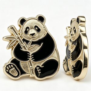 Gold Plated Panda Metal <b>Pin</b> Hard Enamel Animal Souvenir Irregular Shape Zinc Alloy Craft - Product Image 4