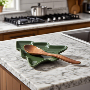 Assiette en céramique en forme d'étoile rouge et verte pour décorations de table de Noël nordique - Product Image 3