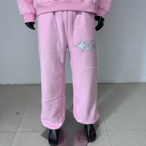 PT1297 Pantalon de <span class=keywords><strong>jogging</strong></span> en coton polaire personnalisé Pantalon de survêtement baggy à jambes larges pour femmes surdimensionnées à revers - Product Image 3