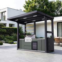 Meuble d'extérieur de luxe pour îlot BBQ, armoire de cuisine intelligente en acier inoxydable 304 avec haut-parleur Bluetooth et LED pour villa et toit