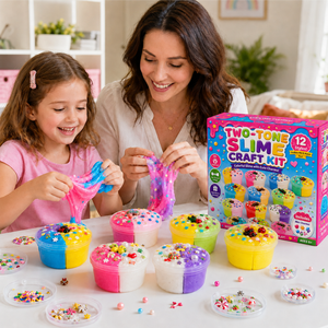 Kit de Slime Esponjoso de Dos Tonos para Niños - 12 Estilos Bicolor con Adornos Lindos, Elástico, No Tóxico y Divertido Set de Juego DIY - Product Image 3