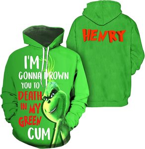 Fitspi Bán Buôn Cá Nhân Màu Xanh Lá Cây Áo Tùy Chỉnh Tên 3D Hoodies Áo Thun Hoodies Unisex Giáng Sinh Đầy Đủ Zip up Áo Nỉ - Product Image 4