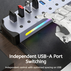 RGB <strong>7</strong> <strong>Port</strong> <strong>USB</strong> <strong>3.0</strong> <strong>Hub</strong> Individual Power Switches 5V/2.4A Power Adapter High Speed Data Transfer Aluminum <strong>USB</strong> <strong>Hub</strong> for PC Laptop - Product Image 6