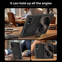 Funda Magnética para Teléfono con Anillo Giratorio de Metal y Cuero de Lujo para Samsung Galaxy Z Fold 8 Ultra 7 6