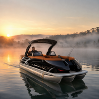 Bateau ponton de luxe 12 places à entretien facile et style unique, avec arche électrique et salon avant, idéal pour les fêtes sur le lac, les rassemblements familiaux et la pêche