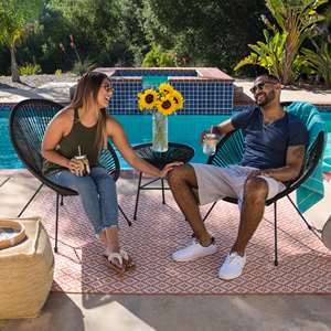 Modernes Design Langlebiges wasserdichtes Kunststoffschnur-Webei mit Metallrahmen Indoor Outdoor Patio Garten balkon Rattan stuhl - Product Image 3