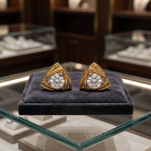Boucles d'oreilles clous en diamant de laboratoire certifié IGI, or massif 14K 18K, 1ct 2ct, taille brillant rond, DEF VVS, CVD HPHT, forme triangle - Product Image 4
