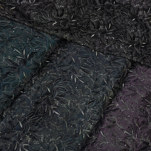 Premium Floral Sequin Embroidery Fabric | Heavy Donear Satin Silk Fabric | Embroidered Partywear & Evening Dress Material - Product Image 1