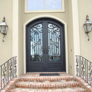 Porte en verre et acier forgé haut de gamme en cuivre noir, bronze et étain pour projets architecturaux, tube carré en acier - Product Image 1