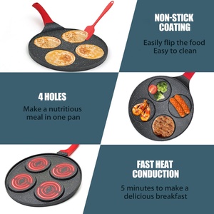 High Quality 4-Hole Round Egg Frying <b>Pot</b> Non-Stick Aluminium Kitchen Cookware <b>Sets</b> Waffle Pancake Frying Pan Made of Metal - Product Image 3