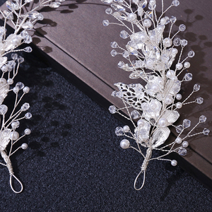 Vente en gros de couronnes en cristal faites à la main pour reines Nouveau design en forme de feuille Vignes et diadème de mariée Couronne de luxe exquise pour mariage - Product Image 3