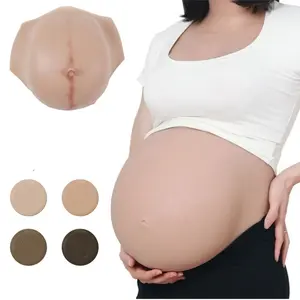 Perut hamil palsu silikon buatan lembut palsu realistis cetakan perut kehamilan besar untuk Cosplay pria untuk wanita